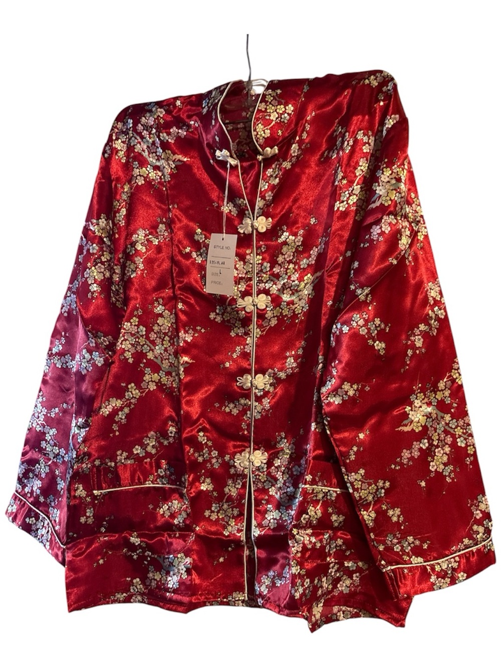 Red Floral Satin Sleep Shirt and bottoms - Women Intimates